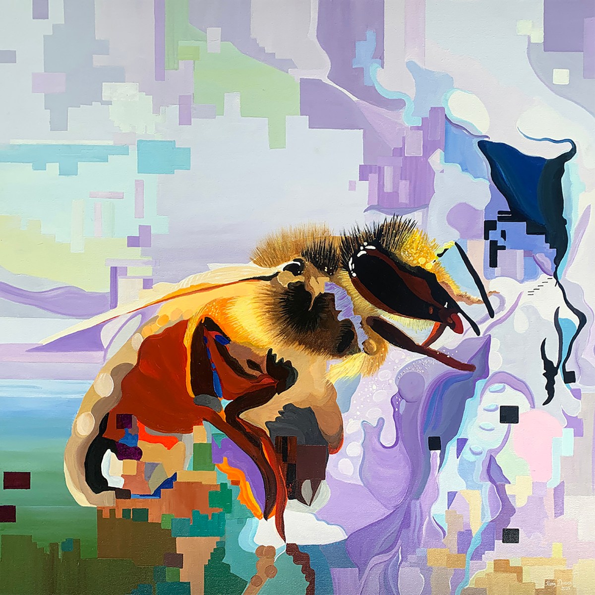 Bee-In-Iris-acrylic-by-Denson-